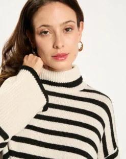 Discount Lauren Vidal Pull Billie rayé blanc