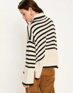 Discount Lauren Vidal Pull Billie rayé blanc