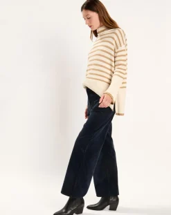 Lauren Vidal Pull Billie rayé camel