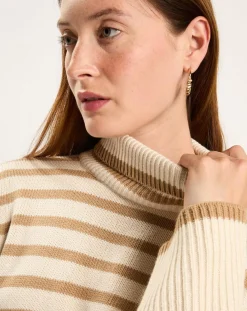 Lauren Vidal Pull Billie rayé camel