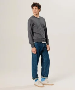 Rodier Pull Brice 100% laine col rond gris foncé