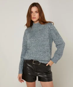 Femme Rodier Pull chiné Barbe col montant bleu