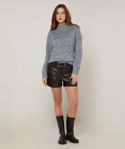 Femme Rodier Pull chiné Barbe col montant bleu