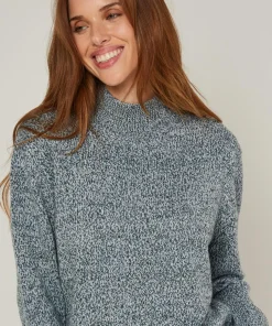 Femme Rodier Pull chiné Barbe col montant bleu