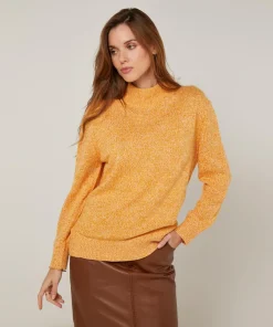 Online Rodier Pull chiné Guillemette col montant jaune