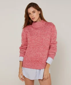 Sale Rodier Pull chiné Victorine col montant rose
