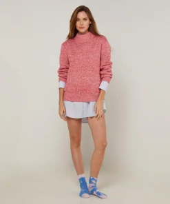 Sale Rodier Pull chiné Victorine col montant rose