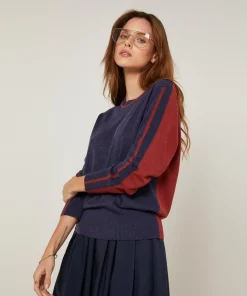 Hot Rodier Pull Christelle 100% Laine mélangée bleu denim