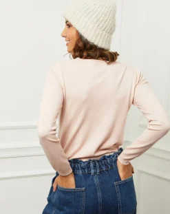 Femme Soft Cashmere Pull Célia rose pâle