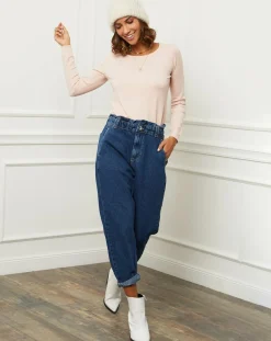 Femme Soft Cashmere Pull Célia rose pâle