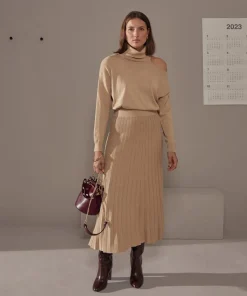 Femme Rodier Pull Clémentine, col roulé, épaule dénudée marron moka