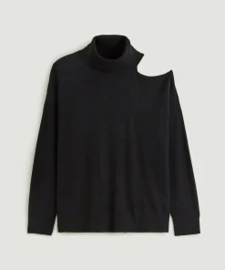 Sale Rodier Pull Clémentine, col roulé, épaule denudée noir