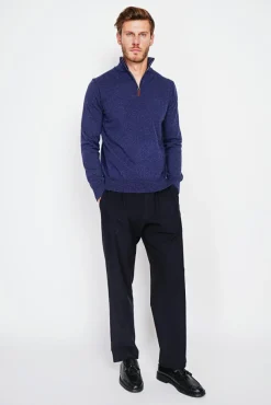 Homme C&Jo Pull col camionneur bleu nuit