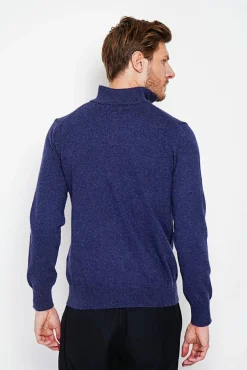 Homme C&Jo Pull col camionneur bleu nuit
