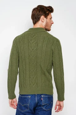 Homme C&Jo Pull col châle kaki