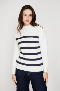 Femme C&Jo Pull col montant ajouré naturel