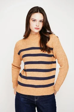 Discount C&Jo Pull col montant ajouré nougat