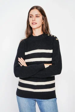 Clearance C&Jo Pull col montant ajouré noir