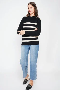 Clearance C&Jo Pull col montant ajouré noir