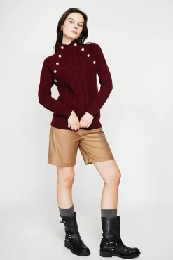 Best C&Jo Pull col montant bordeaux