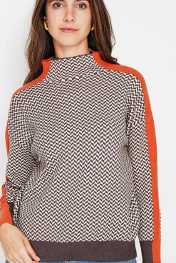 Femme C&Jo Pull col montant café