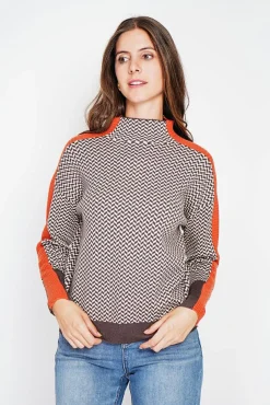 Femme C&Jo Pull col montant café