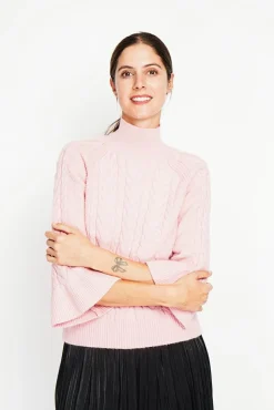 Femme Assuili Pull col montant torsadé poudre