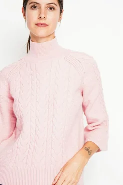 Femme Assuili Pull col montant torsadé poudre