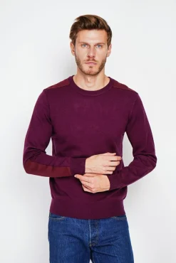 Homme C&Jo Pull col rond bordeaux