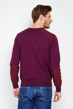 Homme C&Jo Pull col rond bordeaux