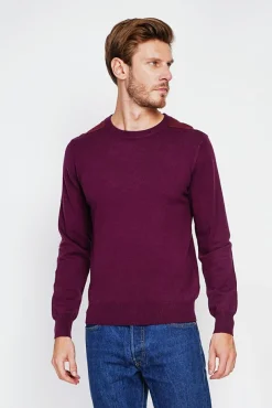 Homme C&Jo Pull col rond bordeaux
