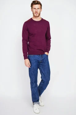 Homme C&Jo Pull col rond bordeaux