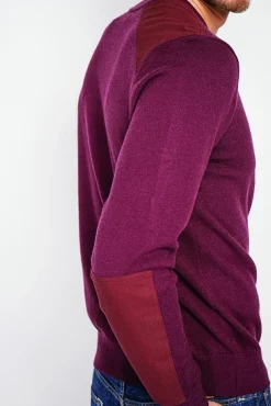 Homme C&Jo Pull col rond bordeaux