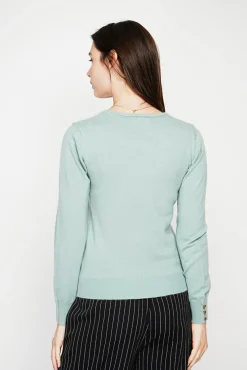 Femme C&Jo Pull col rond classique jade