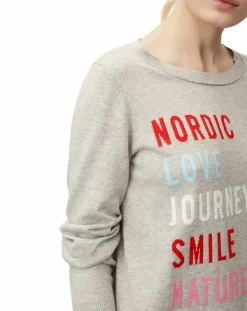 Femme Marc O'Polo Pull col rond fin écriture gris