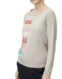 Femme Marc O'Polo Pull col rond fin écriture gris