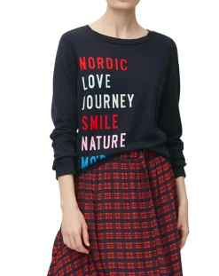 Clearance Marc O'Polo Pull col rond fin écriture bleu marine