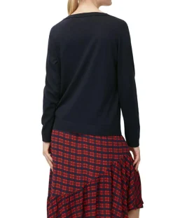 Clearance Marc O'Polo Pull col rond fin écriture bleu marine