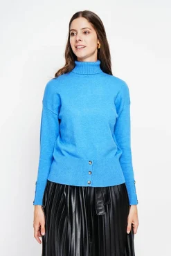 Clearance Assuili Pull col roulé azur