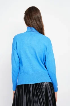 Clearance Assuili Pull col roulé azur