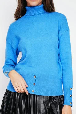 Clearance Assuili Pull col roulé azur