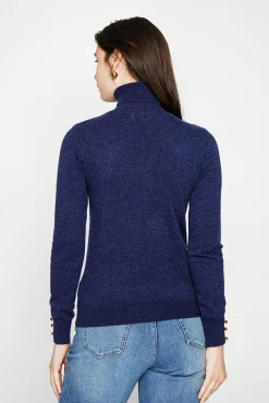 Femme C&Jo Pull col roulé classique bleu nuit