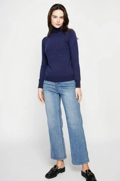 Femme C&Jo Pull col roulé classique bleu nuit