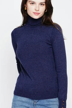 Femme C&Jo Pull col roulé classique bleu nuit
