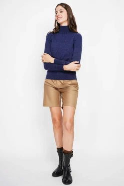 Clearance Assuili Pull col roulé classique bleu nuit