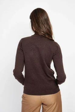 Femme Assuili Pull col roulé classique café