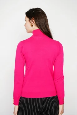 Best C&Jo Pull col roulé classique fushia