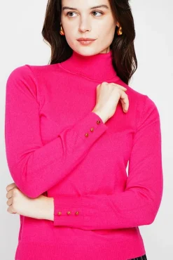 Best C&Jo Pull col roulé classique fushia