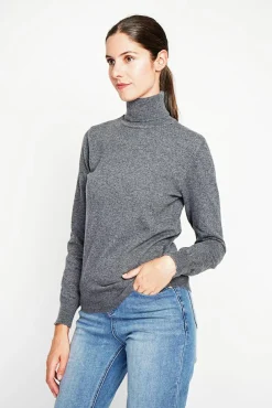 Hot Assuili Pull col roulé classique loup