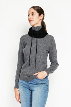 Hot Assuili Pull col roulé classique loup